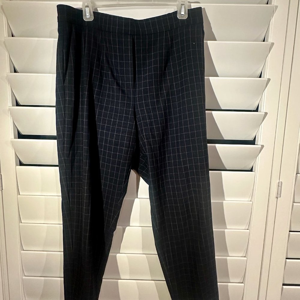 Aritzia Conan Navy Grid Ankle Pants